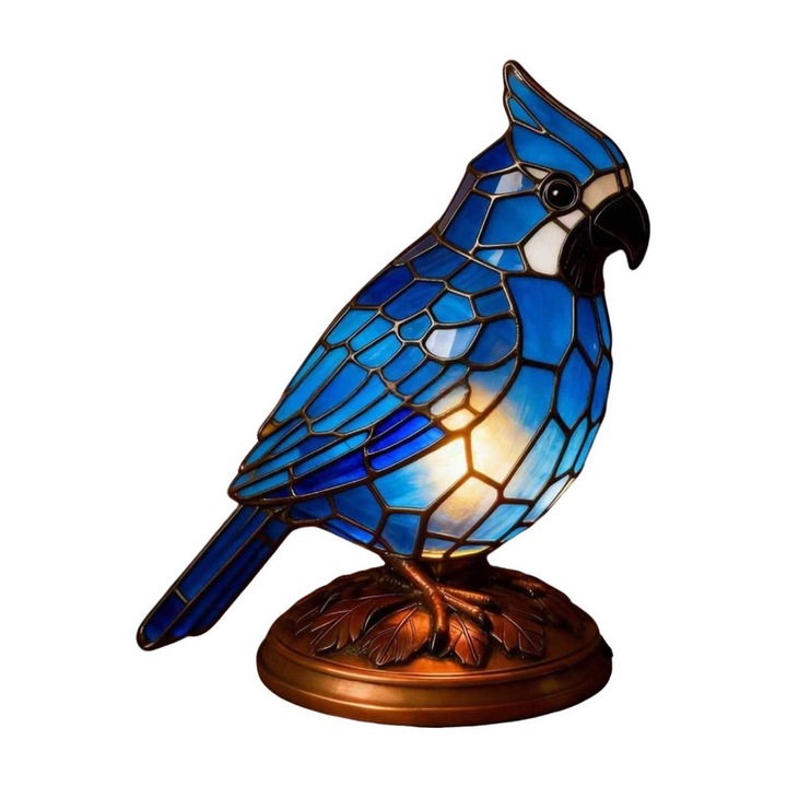 Veioza LED, statuie pasare albastra, 17cm, cu comutator independent, set