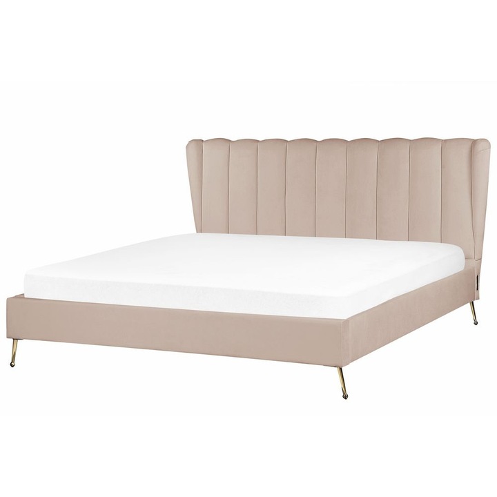 Tópszínű bársony franciaágy USB-porttal 180 x 200 cm Miribel