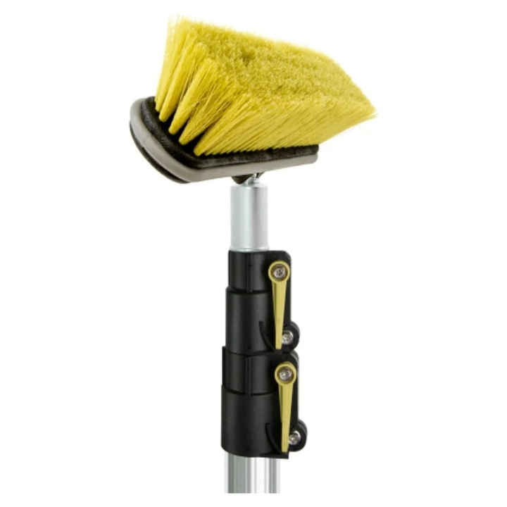 Set perie medie cu maner extensibil DOCA, plastic/cauciuc/aluminiu, negru/galben/argintiu, 9 m