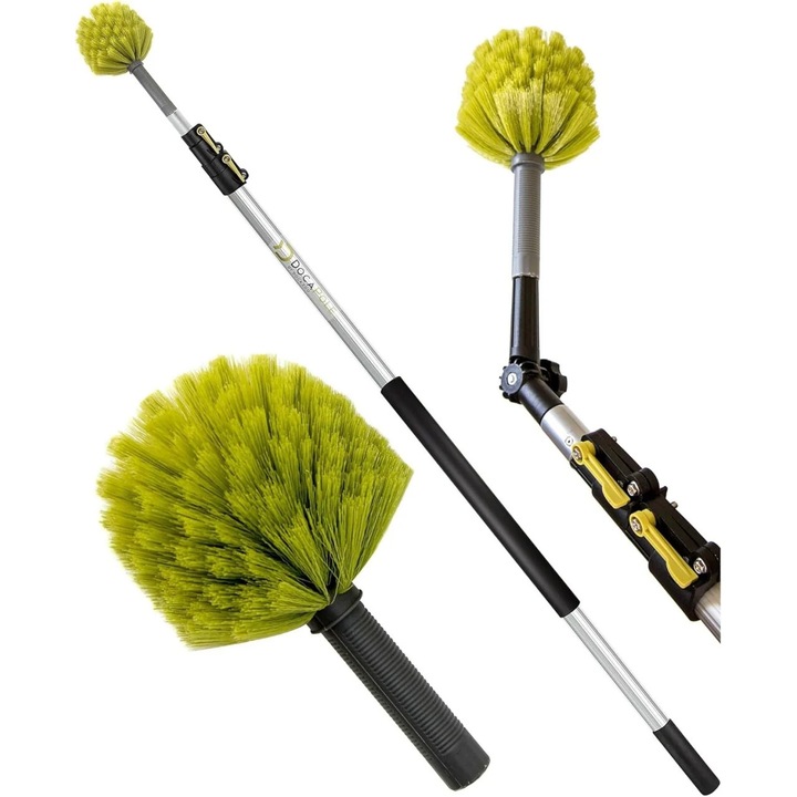 Set maner telescopic cu pamatuf DocaPole, plastic/aluminiu, galben/negru/argintiu, 3, 6 m