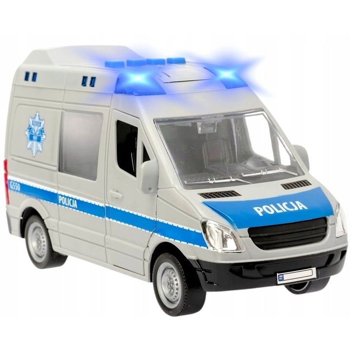 Rendőrautó, furgon, fények, hangok, törés, román meghajtás