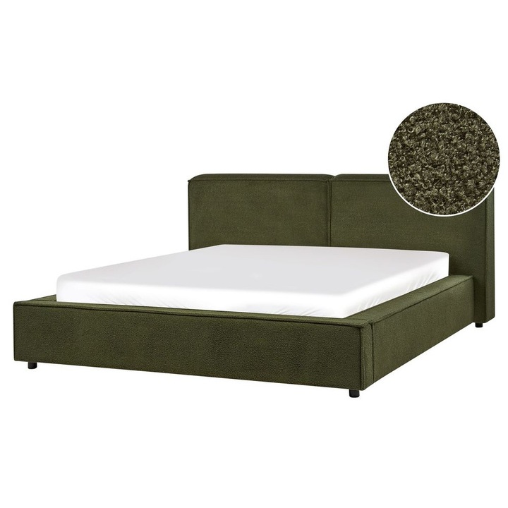 Sötétzöld buklé franciaágy 160 x 200 cm Linards