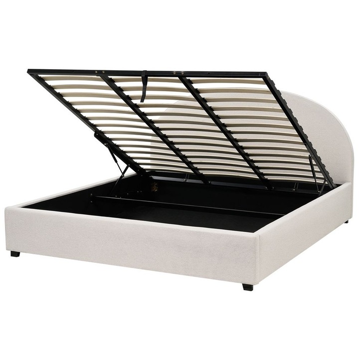 Világosbézs szövet ágyneműtartós franciaágy 180 x 200 cm Vaucluse