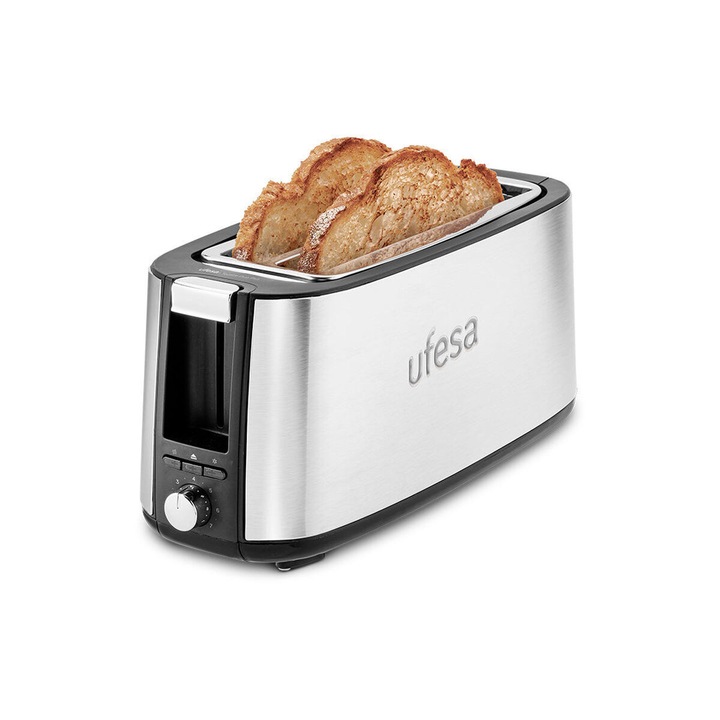 Ufesa TOSTIE DUO PLUS kenyérpirító, rozsdamentes acél, 1400 W, 2 nyílás, pirítási szint szabályozás
