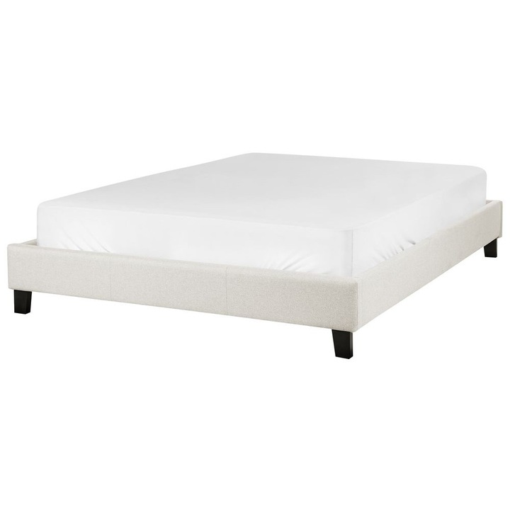 Világosbézs kárpitozott franciaágy 140 x 200 cm Roanne