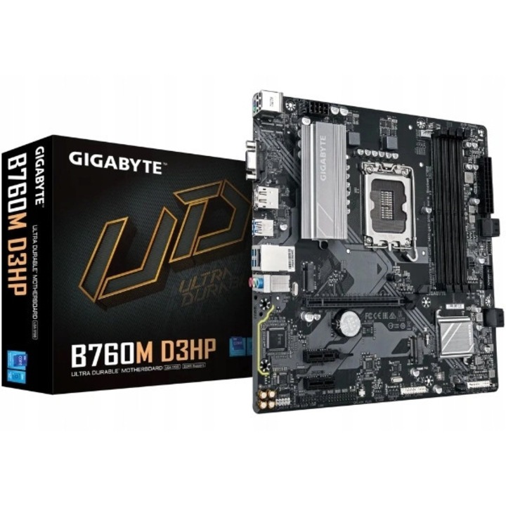 Placa de baza Gigabyte B760M D3HP, DDR5, micro ATX, negru, 24x24cm