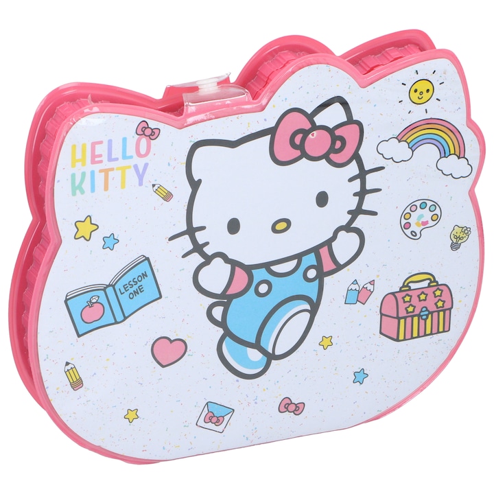 Set de pictura si desen pentru copii, Hello Kitty, 35 piese, 28x24 cm, Roz