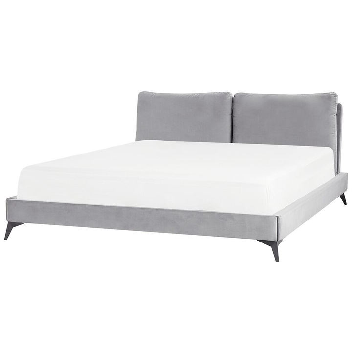 Szürke bársony franciaágy 180 x 200 cm Melle