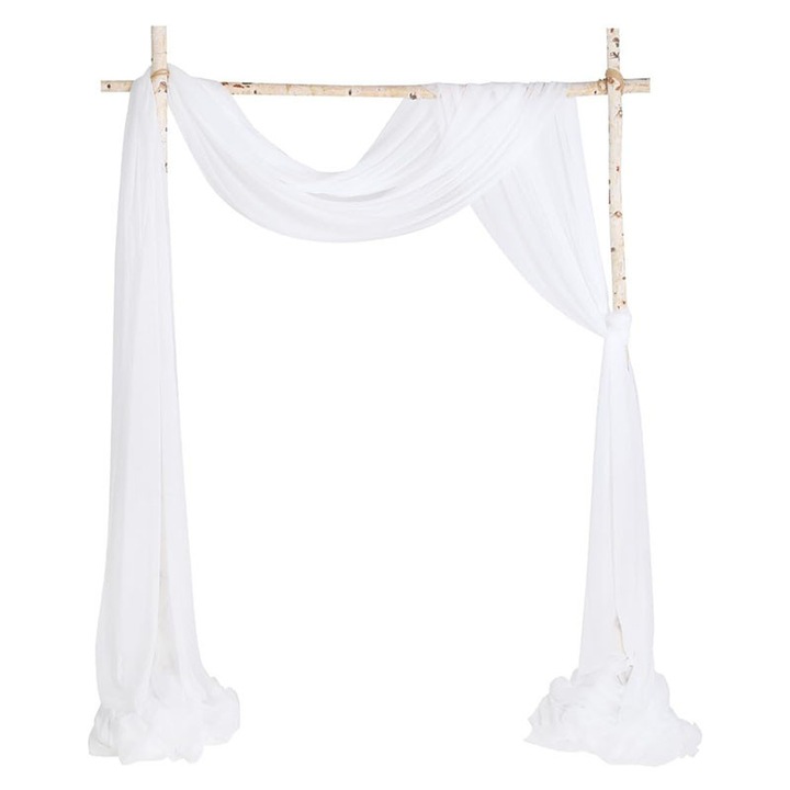 Панел от бял тюл, BOMSTOM, 75x600 см, за декорация на таван, сватбена церемония, прием, парти