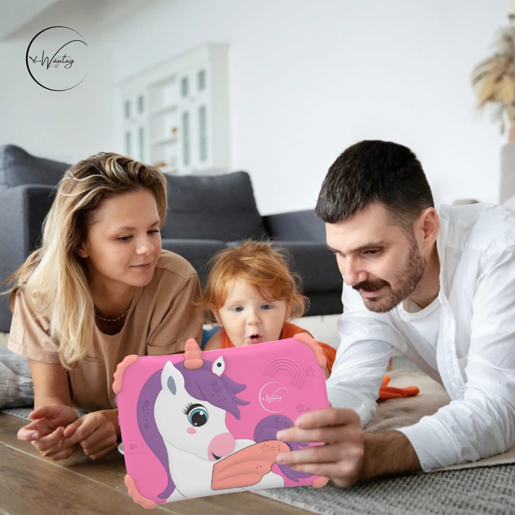 Tableta Educationala pentru Copii e-Wantay® Unicorn 7” HD, Android, 2GB RAM + 32GB, Jocuri Educative, Control Parental, Camera Foto Dubla, Bluetooth, WiFi, Baterie 3000mAh, Carcasa Anti-Soc cu Suport, Folie Protectie