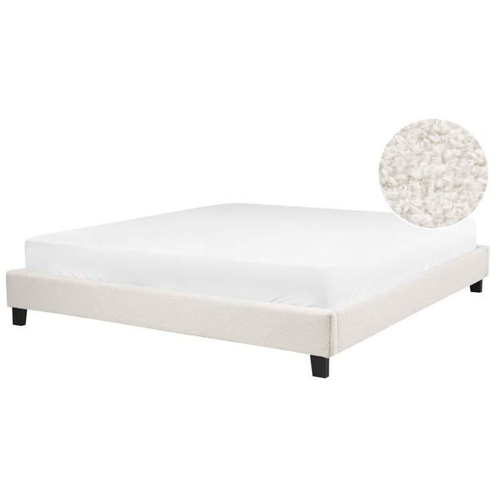 Krémszínű buklé franciaágy 180 x 200 cm Roanne