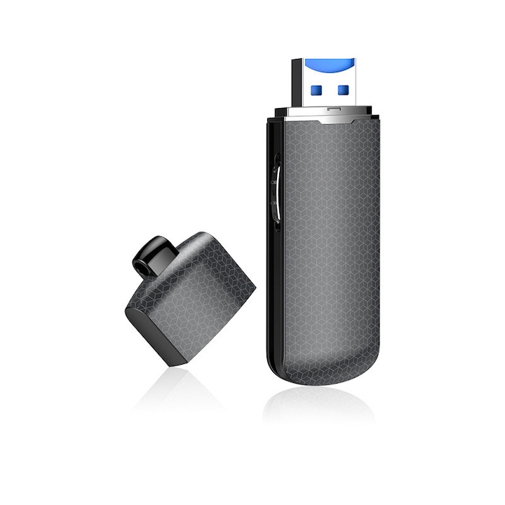 Reportofon Spion Sub Forma De Stick De Memorie USB, Memorie 16 GB, Inregistrare HD, 192 Ore Inregistrare, Inregistrare cu un clic, Activare Vocala, Reducere Zgomot, Criptarea fisierelor, Salvare Automata, compact si portabil, OUYLAF, Negru