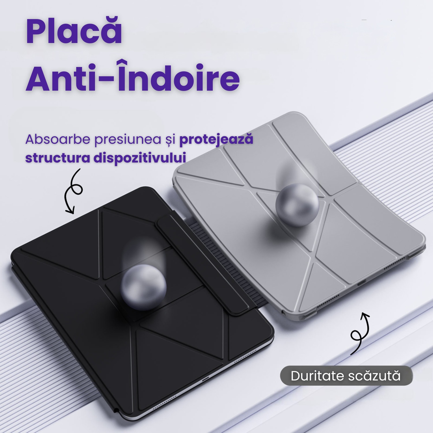 Husa de protectie Gelle pentru iPad Pro 11" M5 (2025), iPad Pro 11" M4 (2024), cu suport pentru stilou, husa inteligenta cu suport pliabil in 3 moduri, magnetica, ultra-subtire din piele, functie auto-wake, neagra