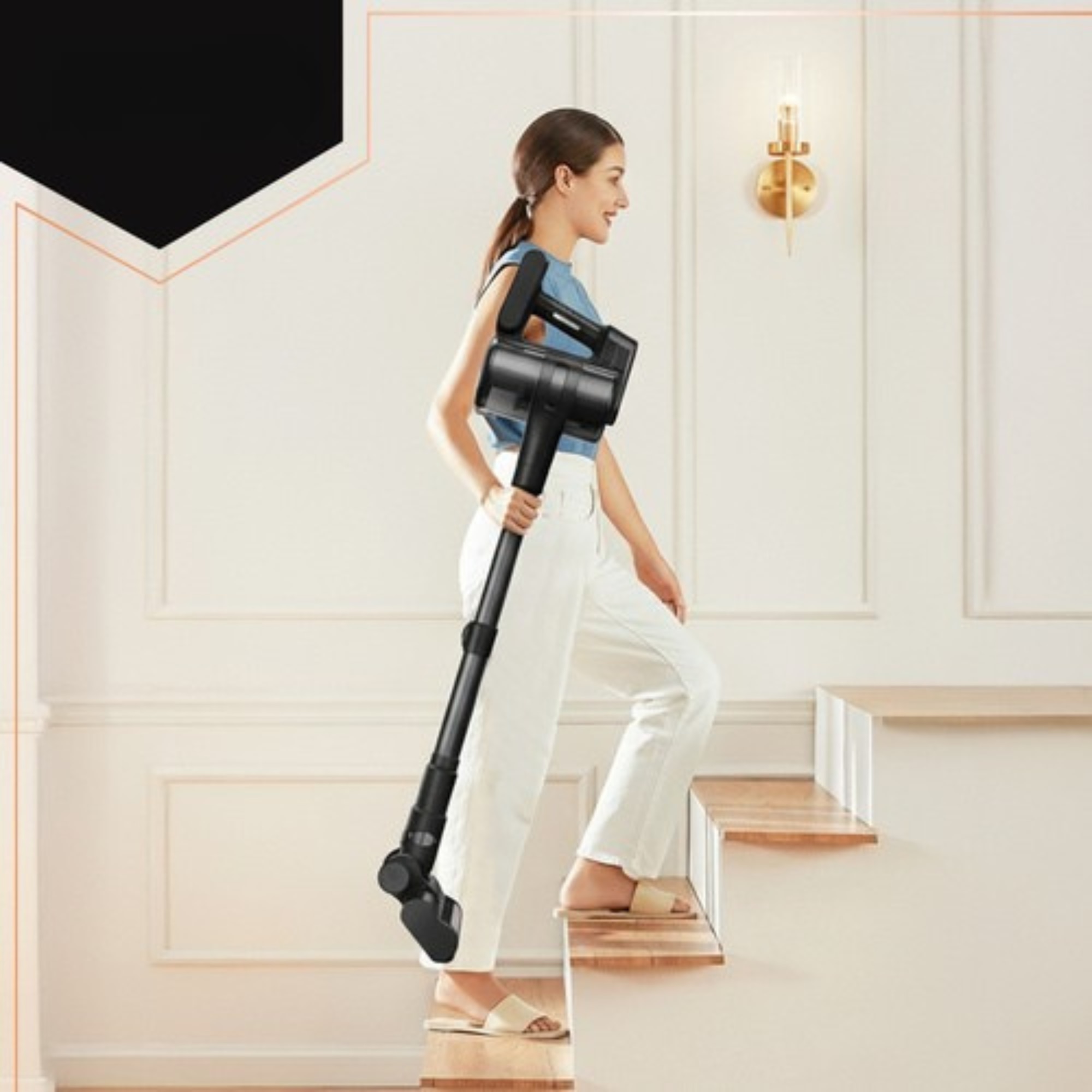 Aspirator Vertical Fara Fir VarioShop, 400W, Motor BLDC, Autonomie 52 min, Perie cu LED, Tub Pliabil, Filtru HEPA Lavabil