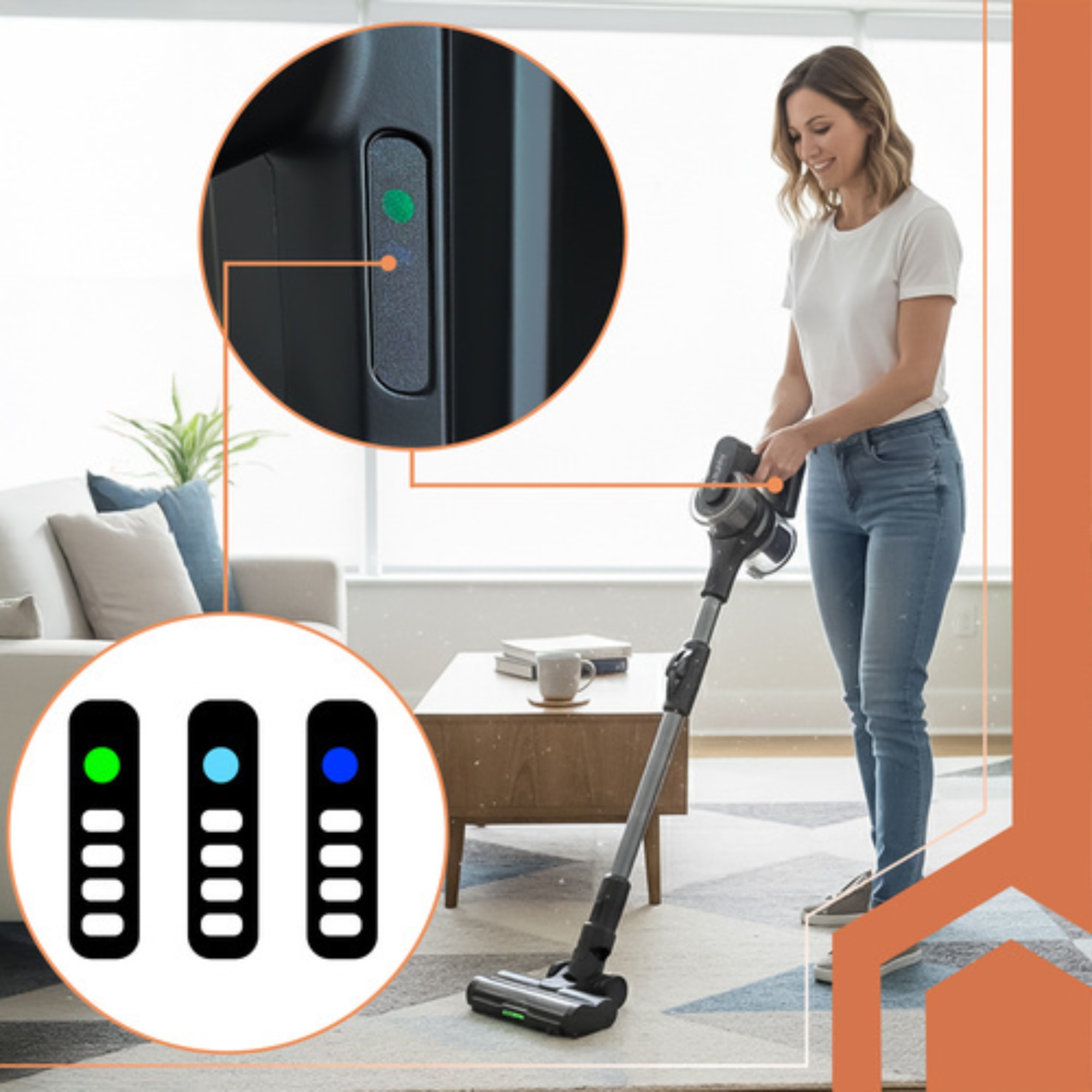 Aspirator Vertical Fara Fir VarioShop, 400W, Motor BLDC, Autonomie 52 min, Perie cu LED, Tub Pliabil, Filtru HEPA Lavabil