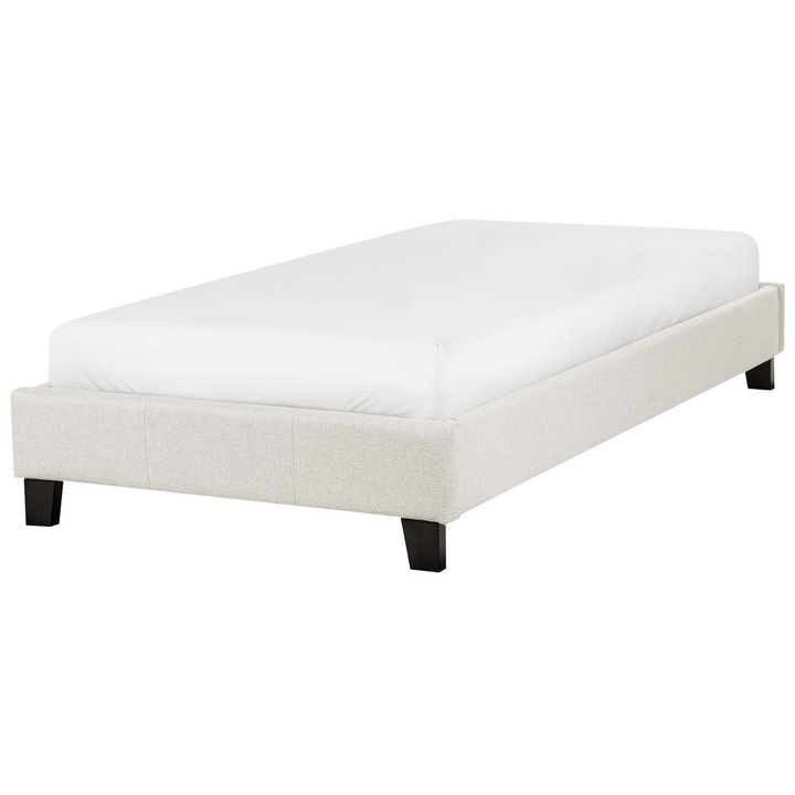 Világosbézs kárpitozott ágy 90 x 200 cm Roanne