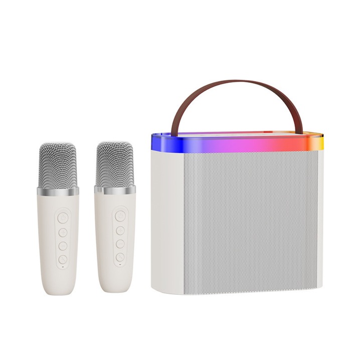 Set Karaoke VENTART pentru Copii, 2 Microfoane cu Boxa, LED-uri, Efecte Vocale, Bluetooth