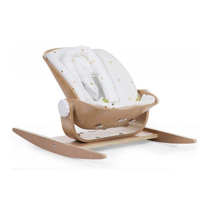 Pernă pentru balansoar Childhome, albă cu buline aurii, 72x46x3cm, bumbac jersey