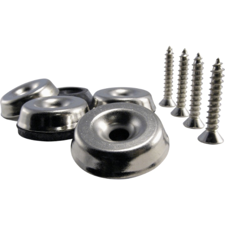 Set de 4 picioare pentru coloana sau amplificator, ERNIE BALL, otel nichelat, cu suporturi din cauciuc, accesorii incluse