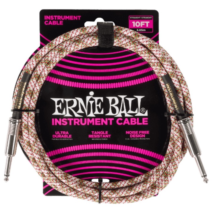 Cabluri instrumentale, ERNIE BALL, 3.05m, cuplaj mare jack 6,3mm, culoare Emerald Argyle