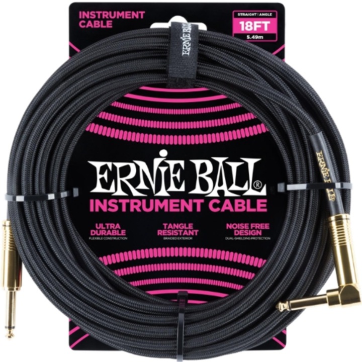 Cabluri instrumentale, ERNIE BALL, 5.49m, negru, 6.3mm