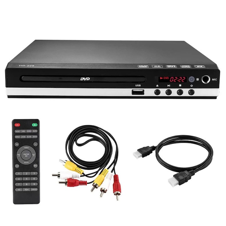 DVD Player, Duueyct, 1080P HD, 4K, compact, suport CD/DVD/VCD, negru