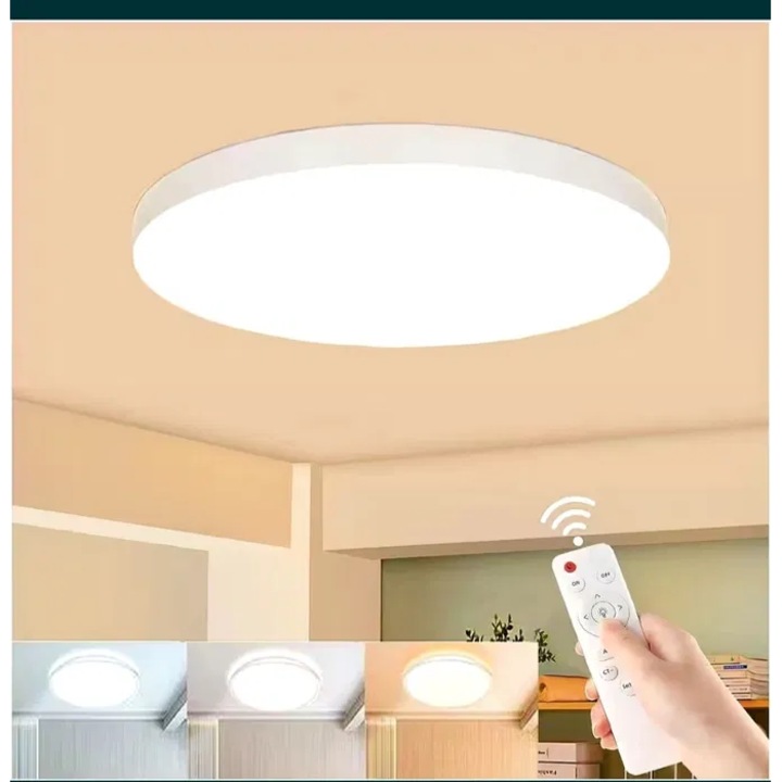Плафон за вграден монтаж с дистанционно управление Oyajia 12W, регулируема светлина, модерна тънка таванна лампа