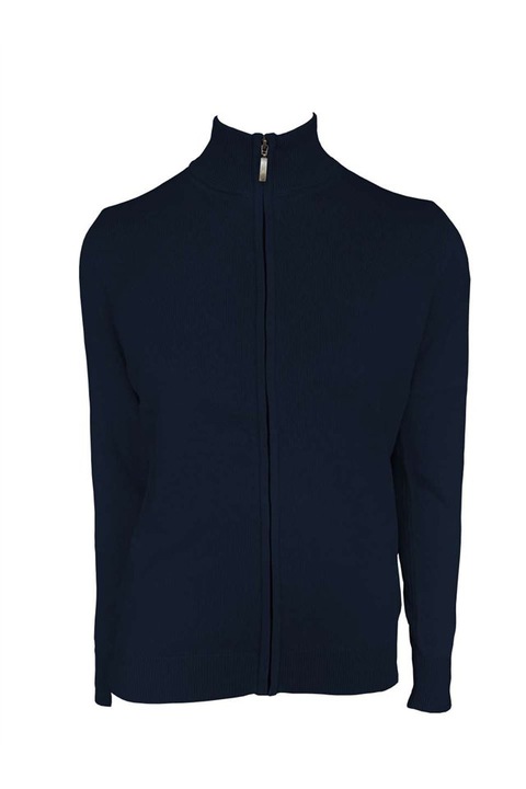 Cardigan dama din bumbac fin, cu fermoar pe toata lungimea, Legend Classics - LE971, Albastru