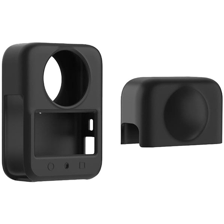 Carcasa protectie silicon pentru DJI Osmo 360, negru, set cu capac pentru obiectiv, 6, 5x2, 9x8, 5cm