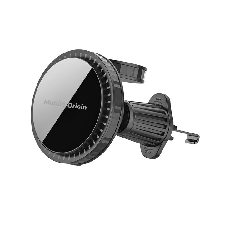 Mobile Origin CA18 autós tartó, szellőzőrácsra rögzíthető, MagSafe kompatibilis, 15W vezeték nélküli töltés, fekete
