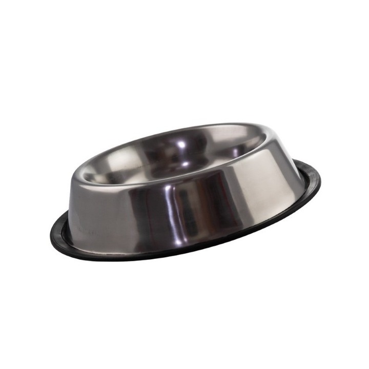 Bol inox pentru hrana caini si pisici cu garnitura antialunecare de silicon 1200 ml