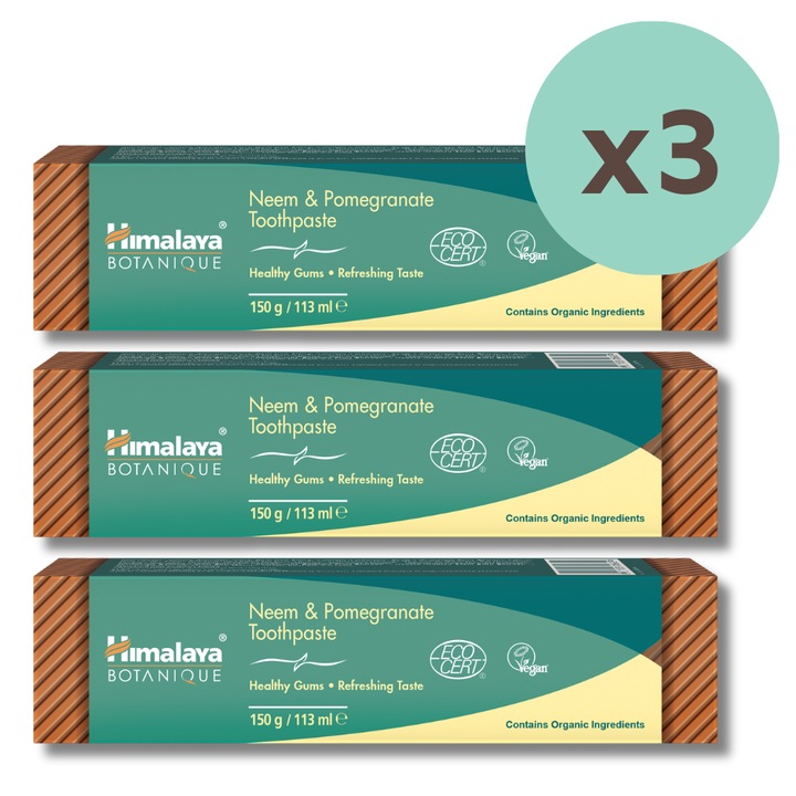 Pachet 3x, Pasta De Dinti, Himalaya, 3x150g, Ingrediente De Origine Naturala, Protectie Zilnica Impotriva Cariilor, Gingii Sanatoase Si Smalt Intarit