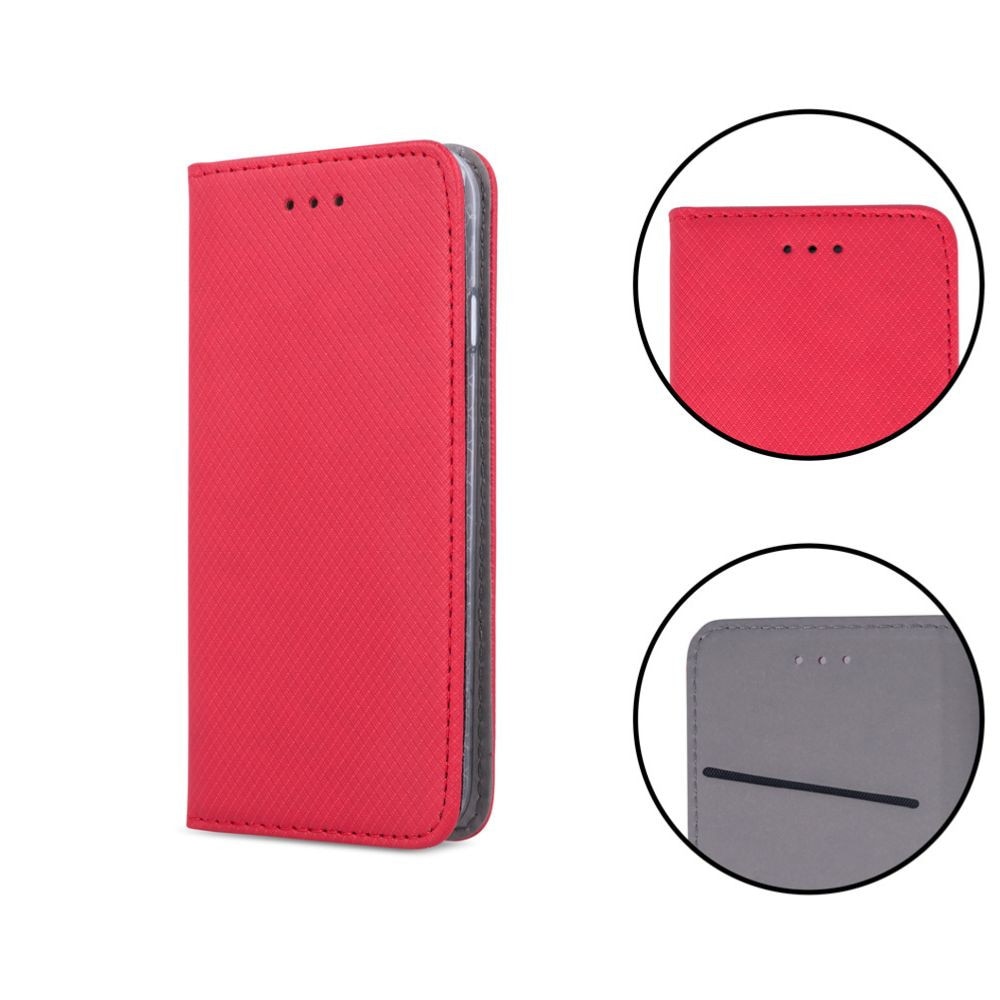 Husa carte Smart Stand, G-Tech, compatibila cu Xiaomi Redmi A7 Pro, buzunar card, piele ecologica, Rosu