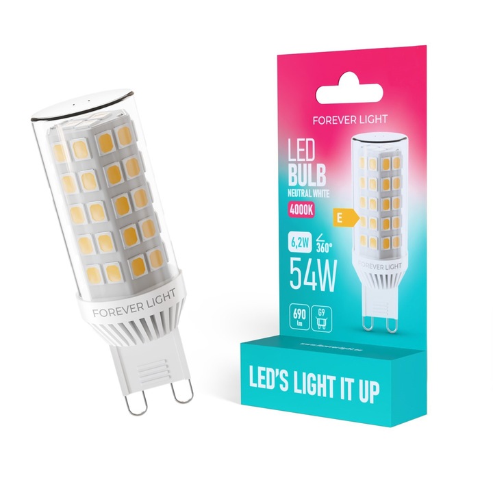 LED крушка G9 6.2W 690lm 4000K керамична Forever Light