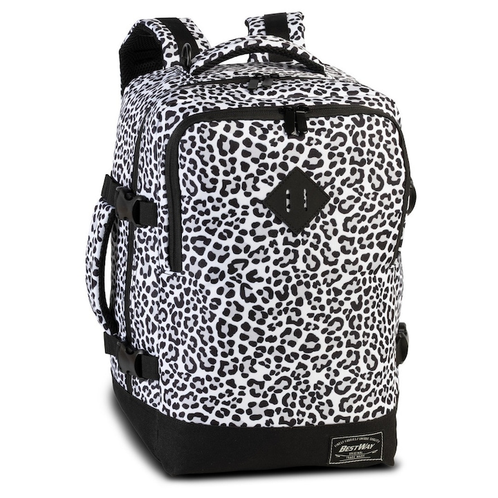 Rucsac avion 40x25x20 cm, Wizz Air/Ryanair, poliester, 20 L, cabin PRO small, Bestway, F40290-R, alb/negru