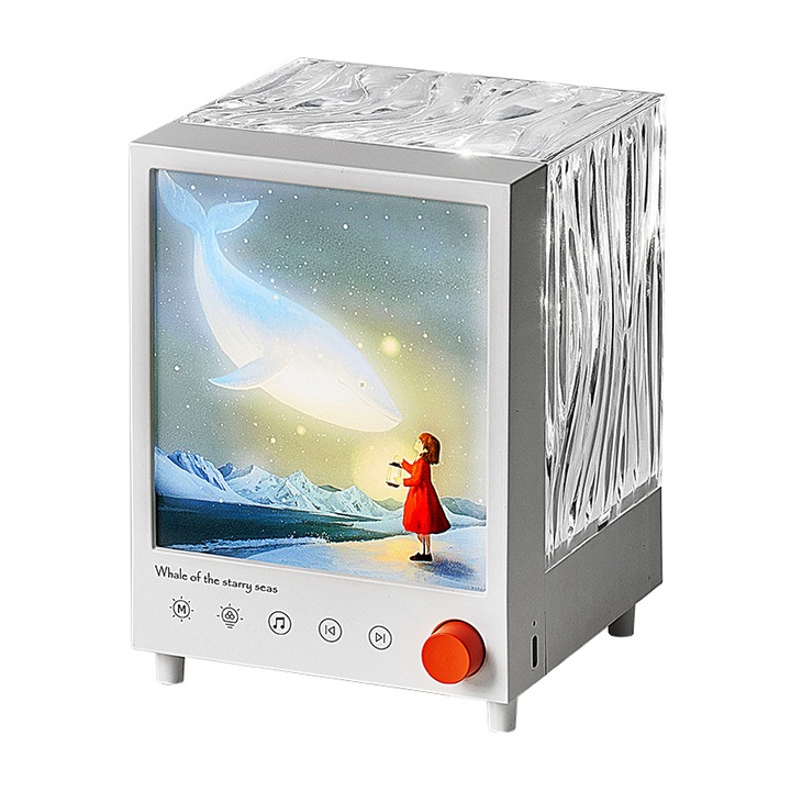 Lampa de veghe copii, proiector Aurora, 7 tipuri de zgomot alb, Bluetooth, control tactil