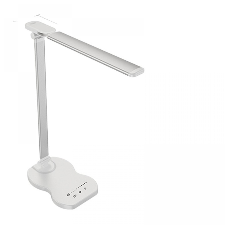 Lampa De Birou, 5 Moduri De Lumina, 10 Intensitati, Control Tactil, 2 Lumini De Veghe, Functie temporizator, reglare multi-unghi, Argintiu
