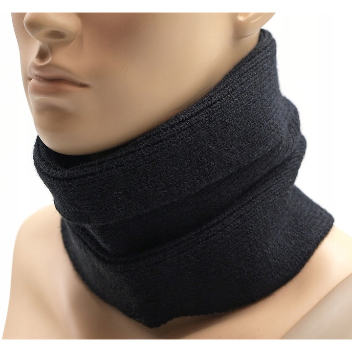 Fular tip caciula Pako Jeans, unisex, negru, 22x25cm