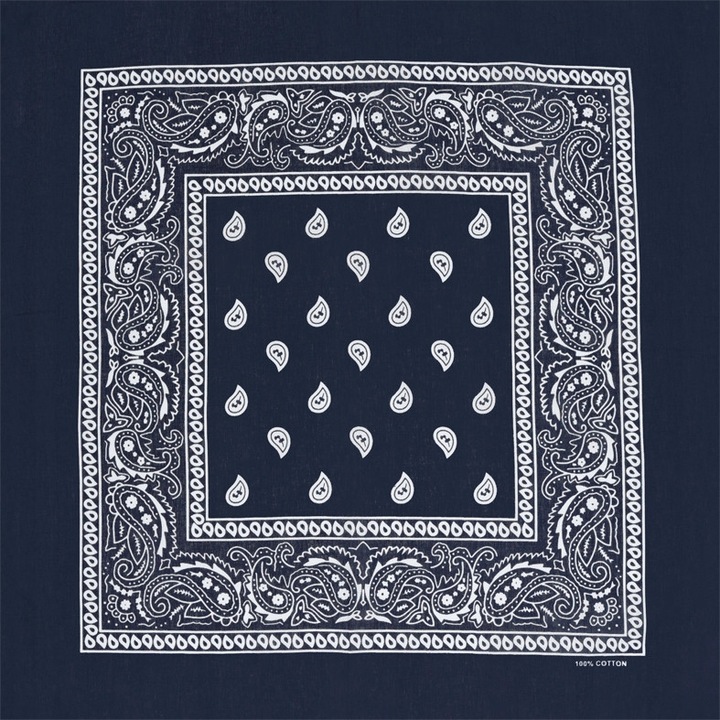 Bandana Pako bleumarin paisley, bumbac, 53x53cm