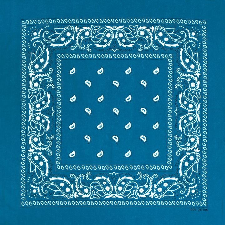 Bandana Pako albastră paisley, bumbac subtire, unisex, 53x53cm
