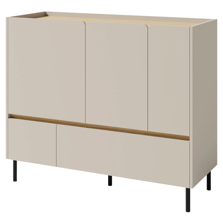 Comoda cu sertare Cubonis CB08, MIRJAN 24, bej nisip + stejar uleiat, 40x120x105 cm