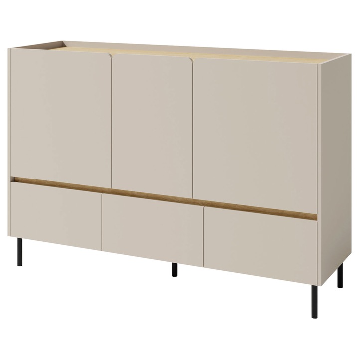 Comoda living Cubonis CB07, MIRJAN 24, bej nisip + stejar uleiat, 40x150x105 cm