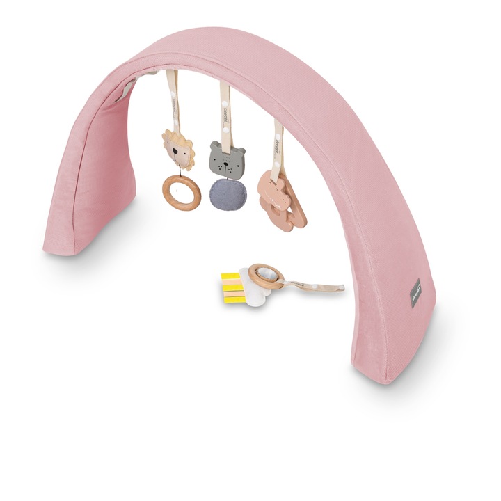 Arc de joacă interactiv cu jucării, Sleepee, modul sonor, roz, 116x23x7cm