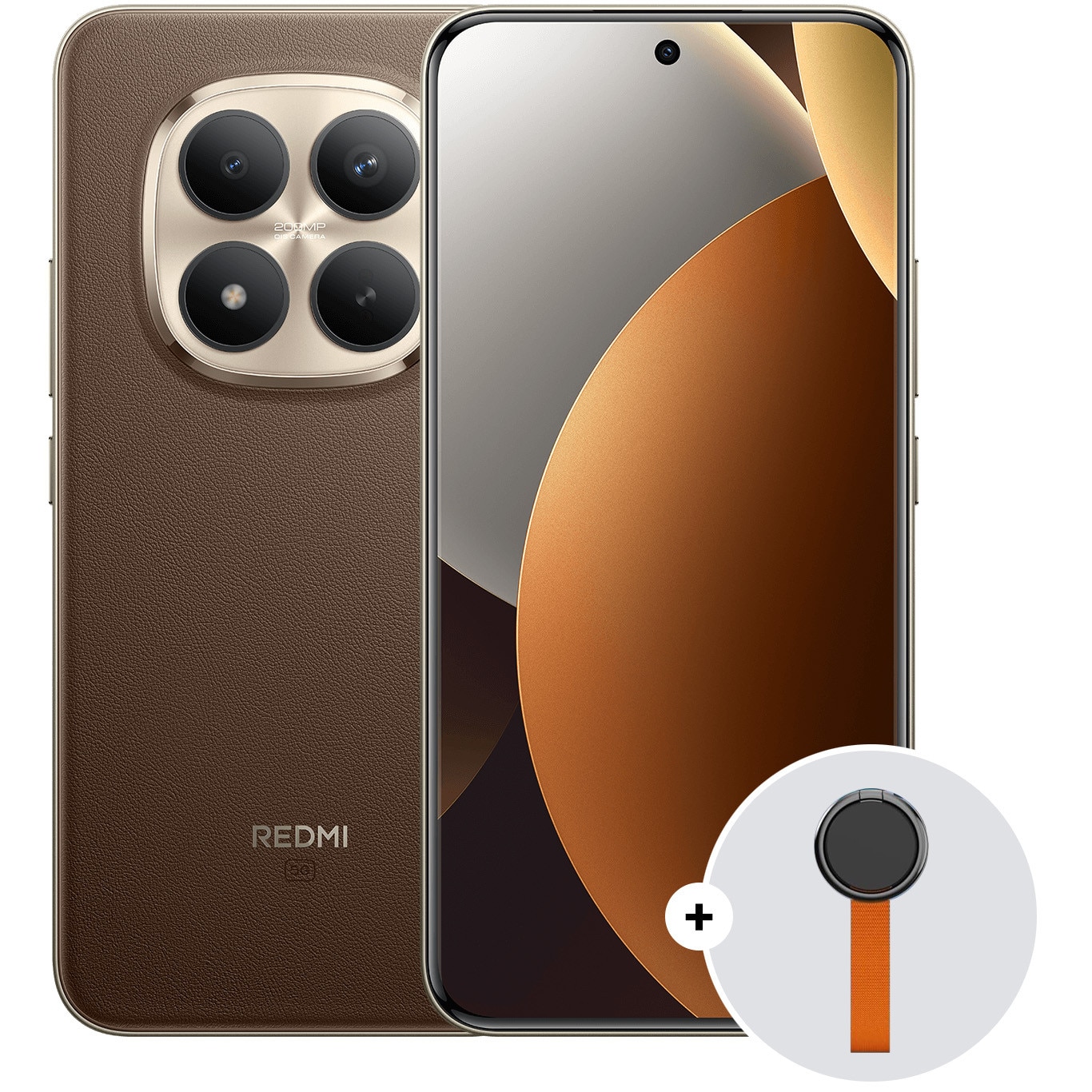 Telefon Mobil Xiaomi REDMI Note 15 Pro+, 8GB RAM, 256GB ROM, 5G, Brown + Woven Strap Ring Stand