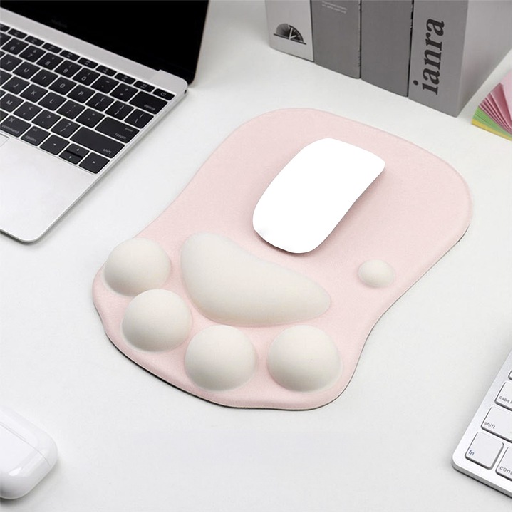 Mousepad FooFoony, suport încheietura gel silicon, roz, 27x20x2,5cm