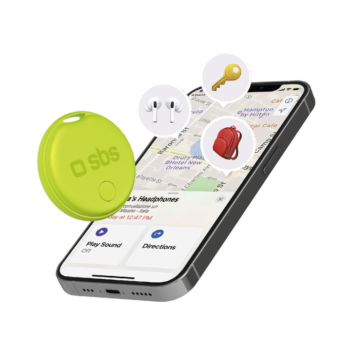 Устройство против загуба SBS Tracker, 100dB, лайм зелен, CR2032