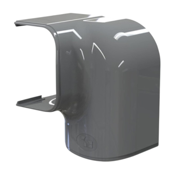Curba canal de rotatie stanga gri antracit MRD 75-OPT, accesoriu pentru schimbarea directiei canalului tehnic OPTIMA 75mm, utilizata la montajul traseelor frigorifice pentru aparate de aer conditionat si pompe de caldura, asigura protectia tevilor si cabl