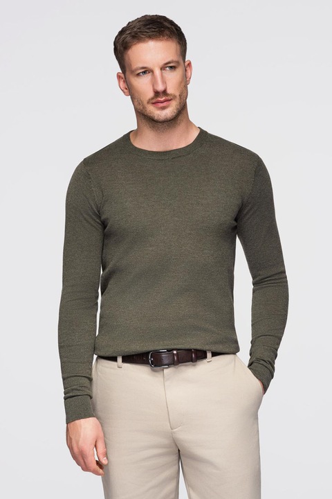 OMBRE, Bluza uni cu decolteu la baza gatului, Kaki