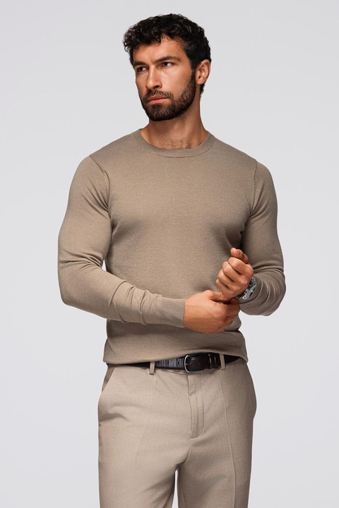 OMBRE, Bluza uni cu decolteu la baza gatului, Maro taupe