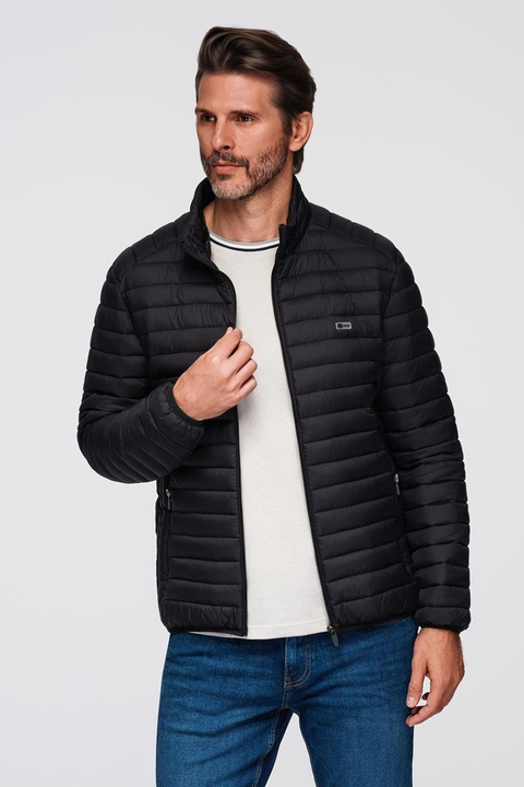 OMBRE, Geaca matlasata cu gluga, Negru, 2XL